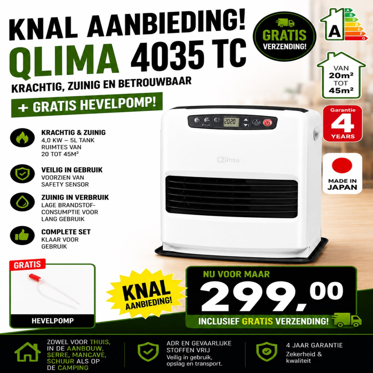 Qlima 4035 TC met gratis hevelpomp aanbieding